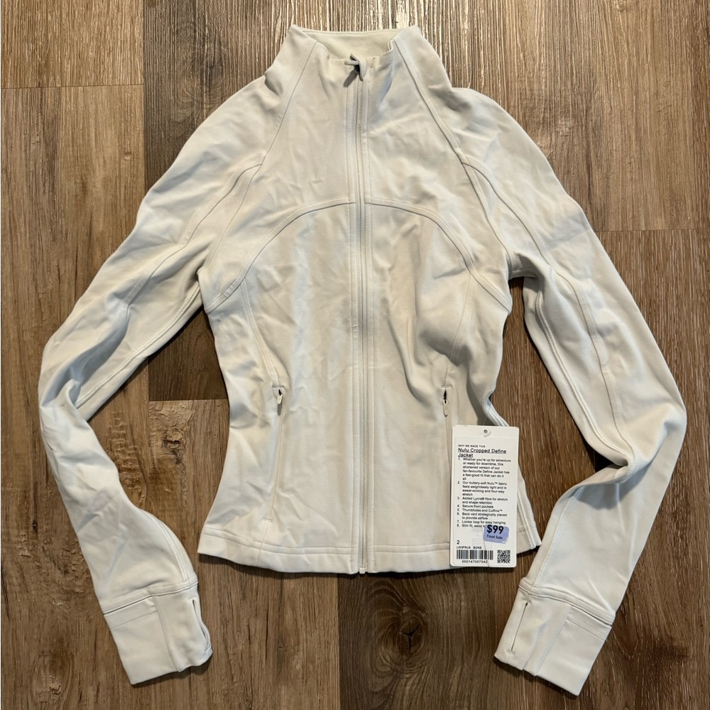 lululemon nulu cropped define jacket size 2, bone